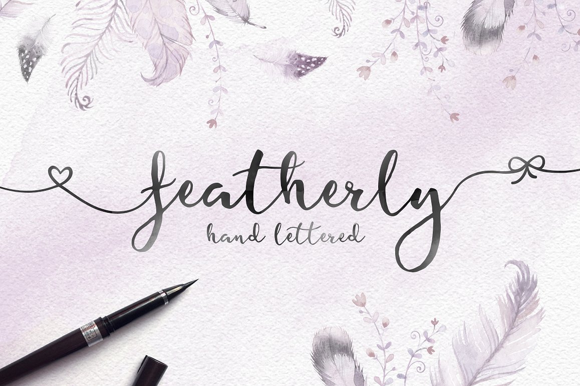 Featherly Hand Lettered Font Featherly Hand Lettered Font