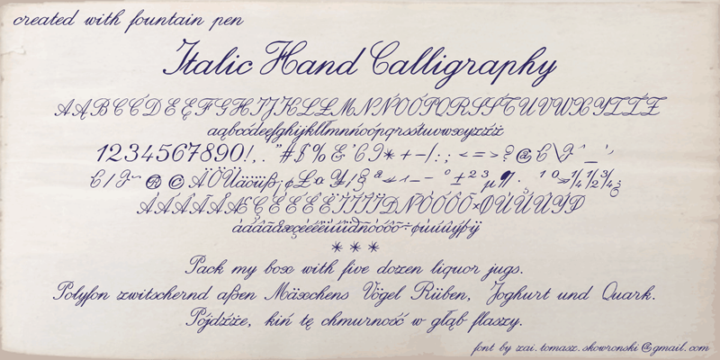zai Italic Hand Calligraphy