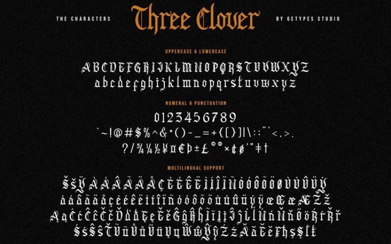 Three Clover Blackletter Font Fontlot Com