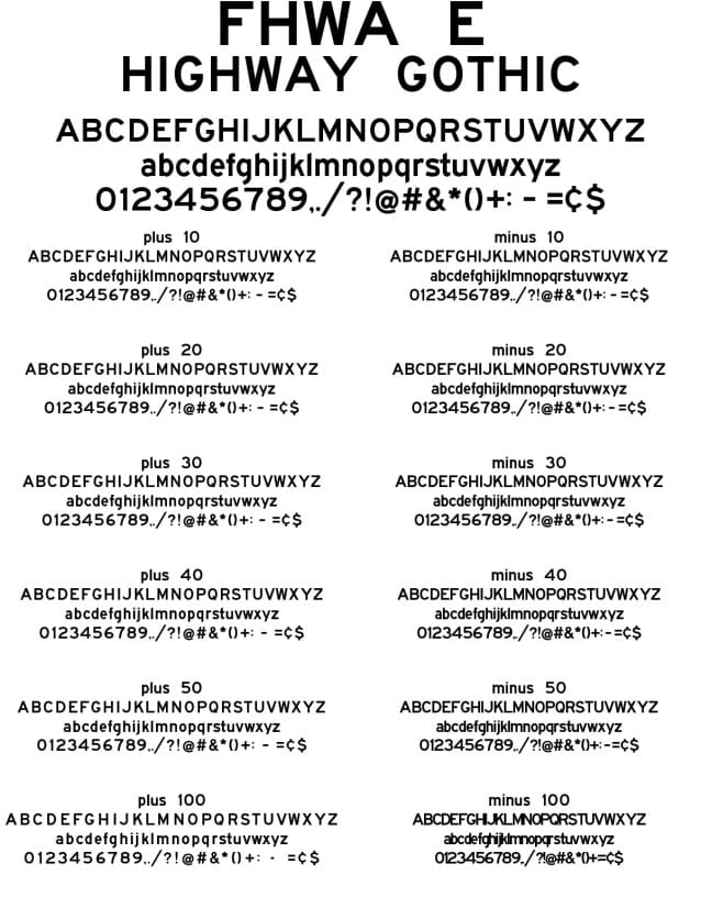 fhwa series e 2024 font